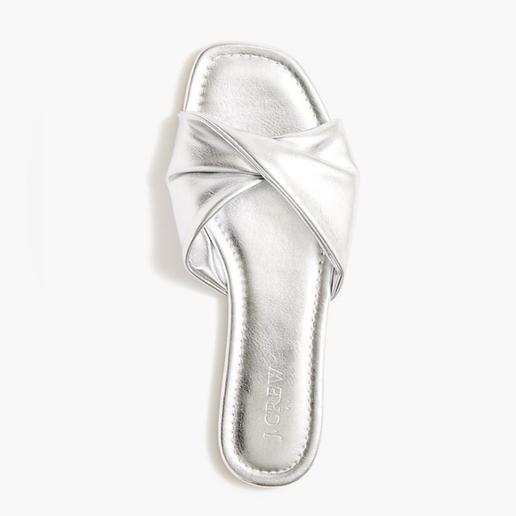 J. Crew Twisted slide sandals in Silver Size 10.5 - Picture 1 of 6